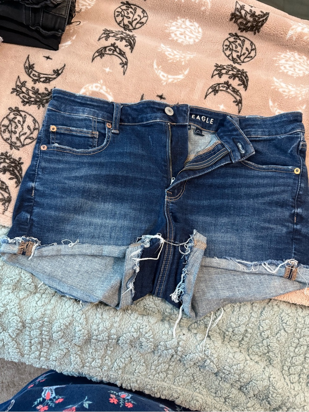 American Eagle Dark Wash Distressed Denim Shorts